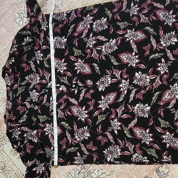 Roz & Ali Black Floral Tunic Pullover Button Down Hi Low Shirt Dress - Size L - Picture 10 of 12